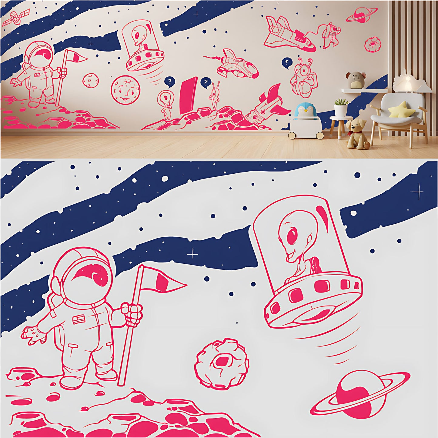 In Outer Space Complete Wall Mural – Kids Bedroom Vinyl Sticker Set