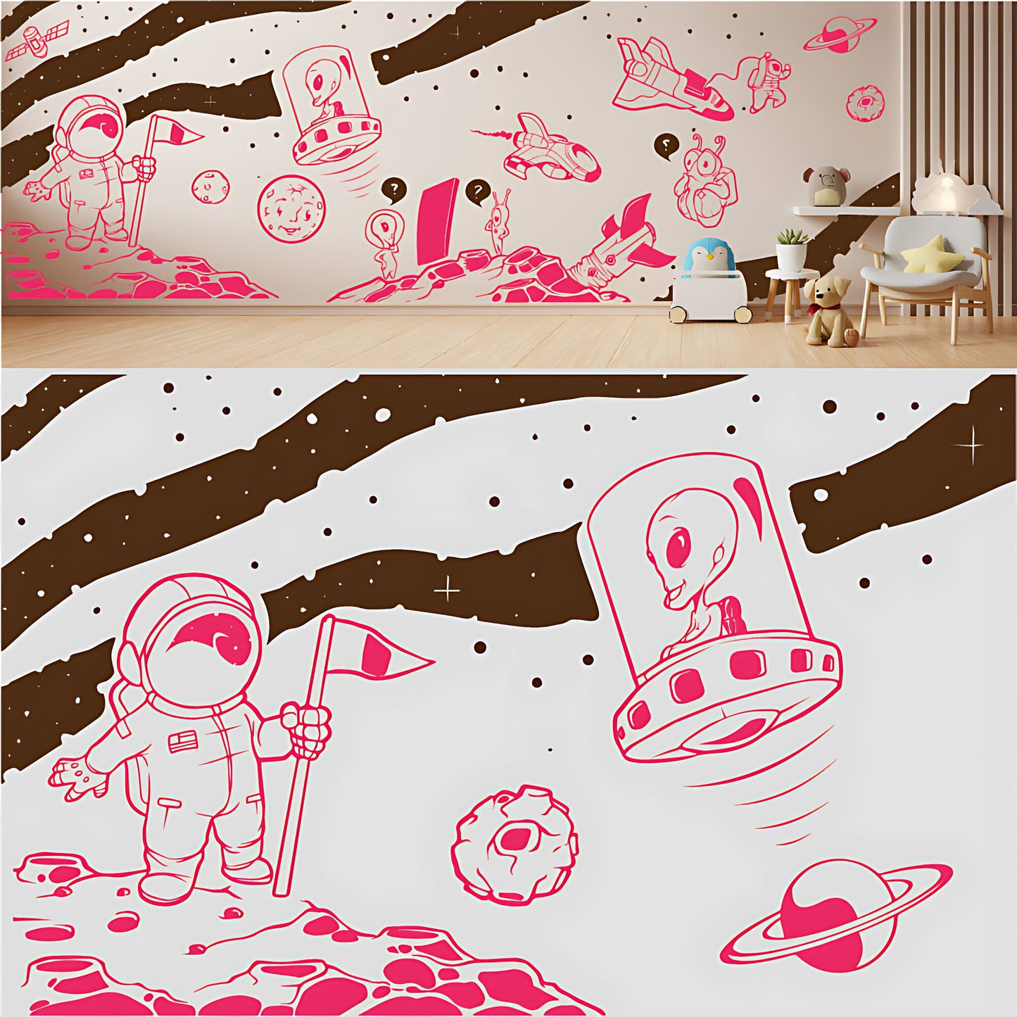In Outer Space Complete Wall Mural – Kids Bedroom Vinyl Sticker Set