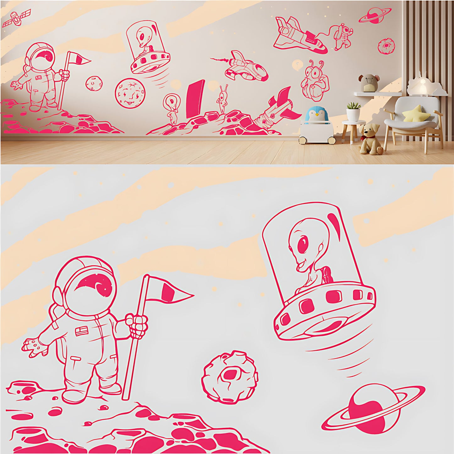 In Outer Space Complete Wall Mural – Kids Bedroom Vinyl Sticker Set