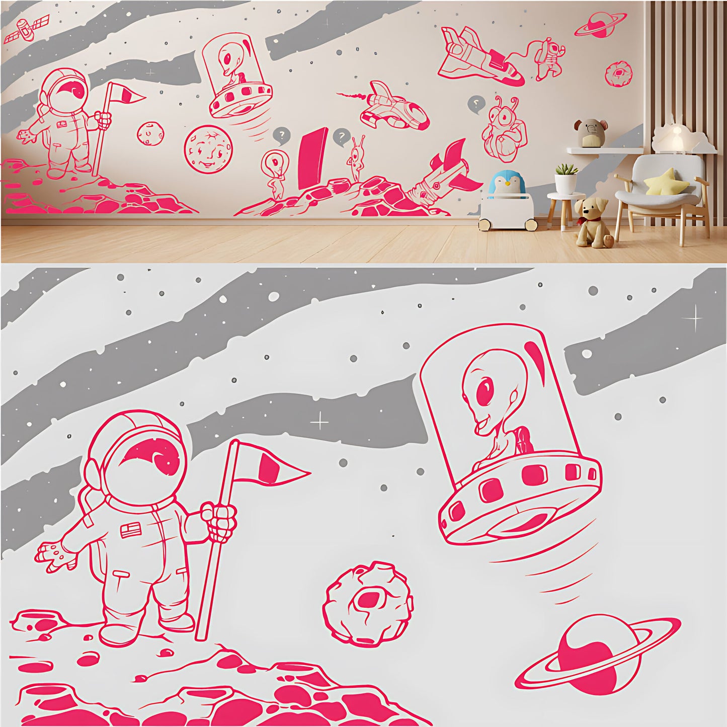 In Outer Space Complete Wall Mural – Kids Bedroom Vinyl Sticker Set