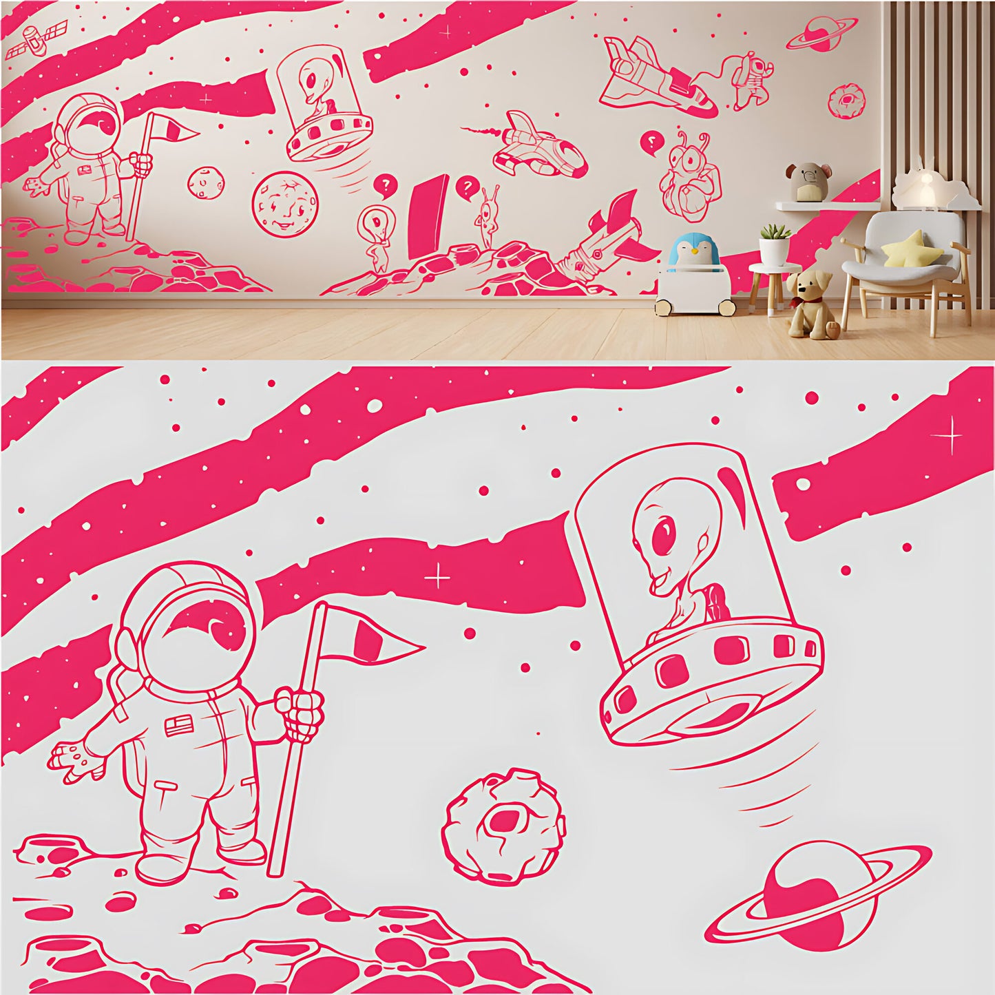 In Outer Space Complete Wall Mural – Kids Bedroom Vinyl Sticker Set
