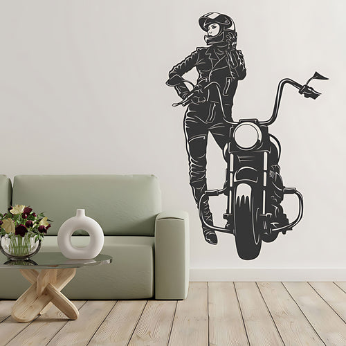 Female Motocross Wall Sticker - Girls Bedroom Decal