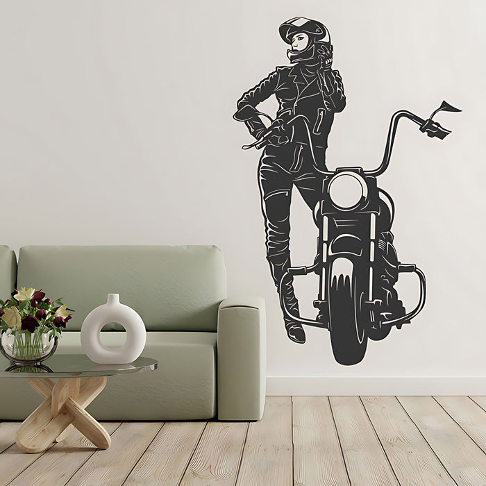 Female Motocross Wall Sticker - Girls Bedroom Decal