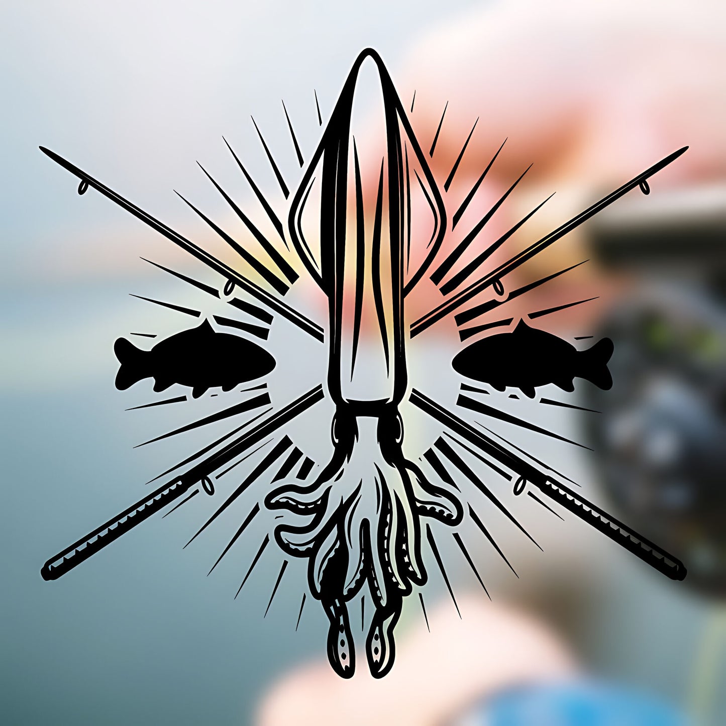 Squid Fishing Club Wall Sticker - Angling Vinyl Decal