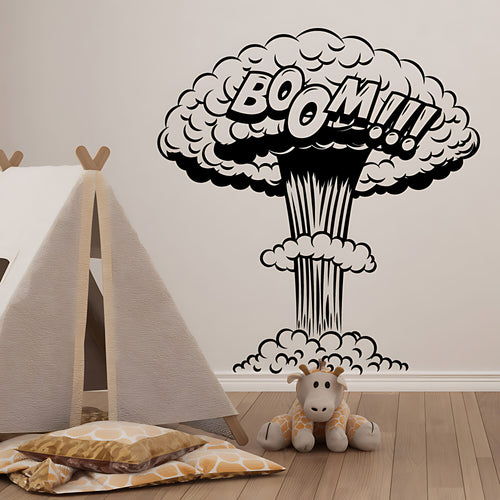 Boom Mushroom Cloud Wall Sticker – Comic Book Nuclear Explosion Pop Art