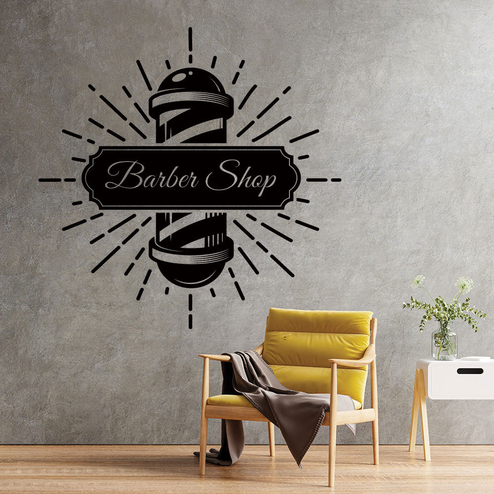 Personalised Barbershop Wall Sticker – Est. Year Barber Chair Design