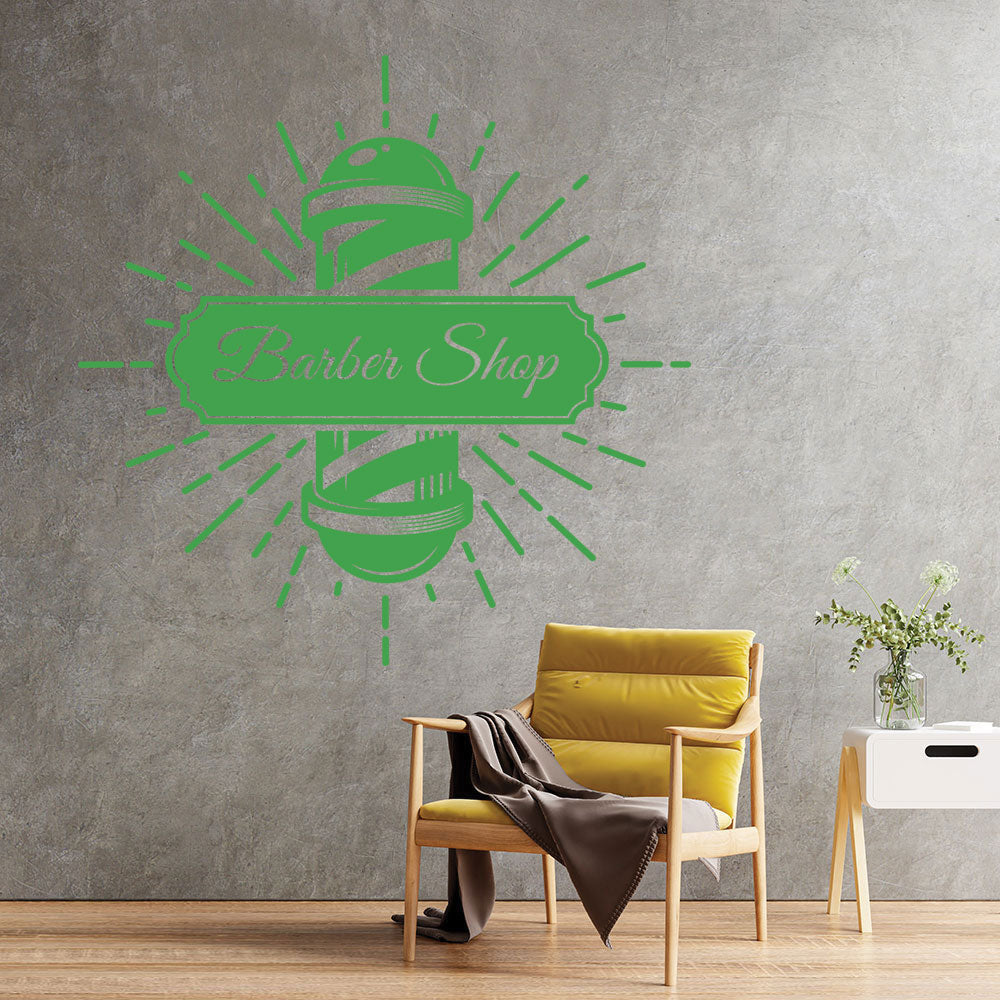 Personalised Barbershop Wall Sticker – Est. Year Barber Chair Design