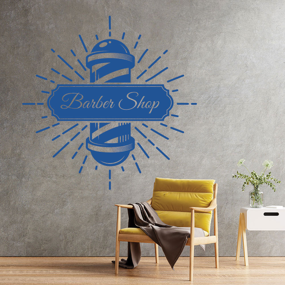 Personalised Barbershop Wall Sticker – Est. Year Barber Chair Design