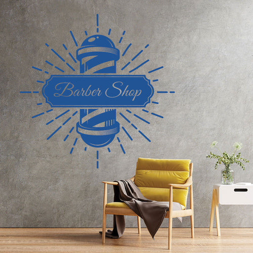 Personalised Barbershop Wall Sticker – Est. Year Barber Chair Design
