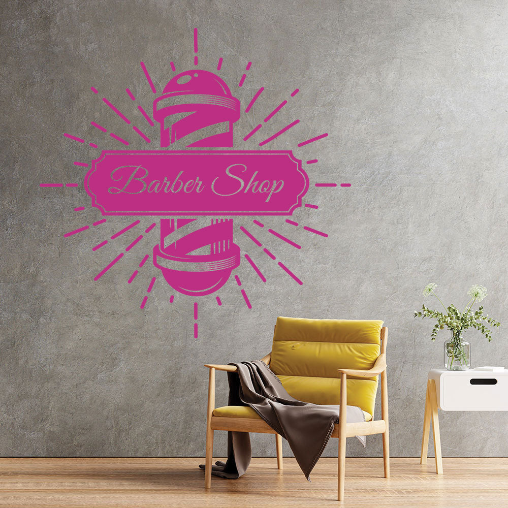 Personalised Barbershop Wall Sticker – Est. Year Barber Chair Design