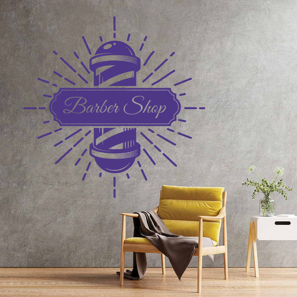Personalised Barbershop Wall Sticker – Est. Year Barber Chair Design
