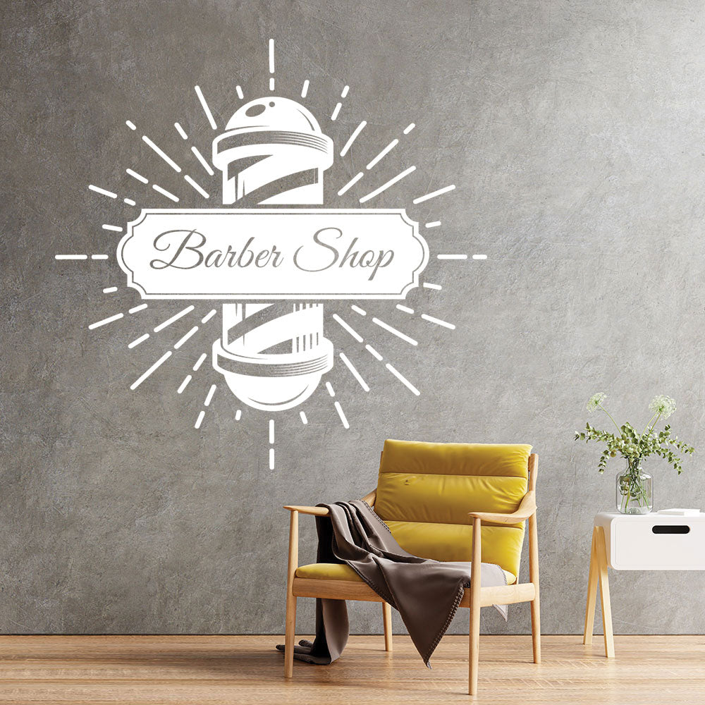 Personalised Barbershop Wall Sticker – Est. Year Barber Chair Design