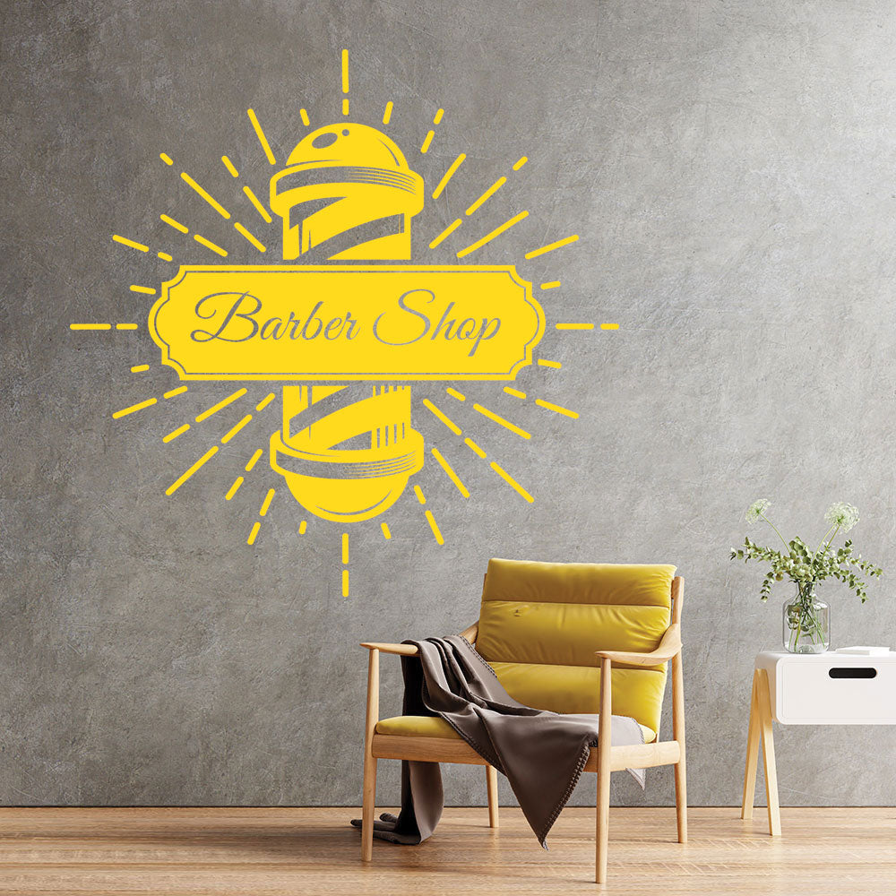 Personalised Barbershop Wall Sticker – Est. Year Barber Chair Design