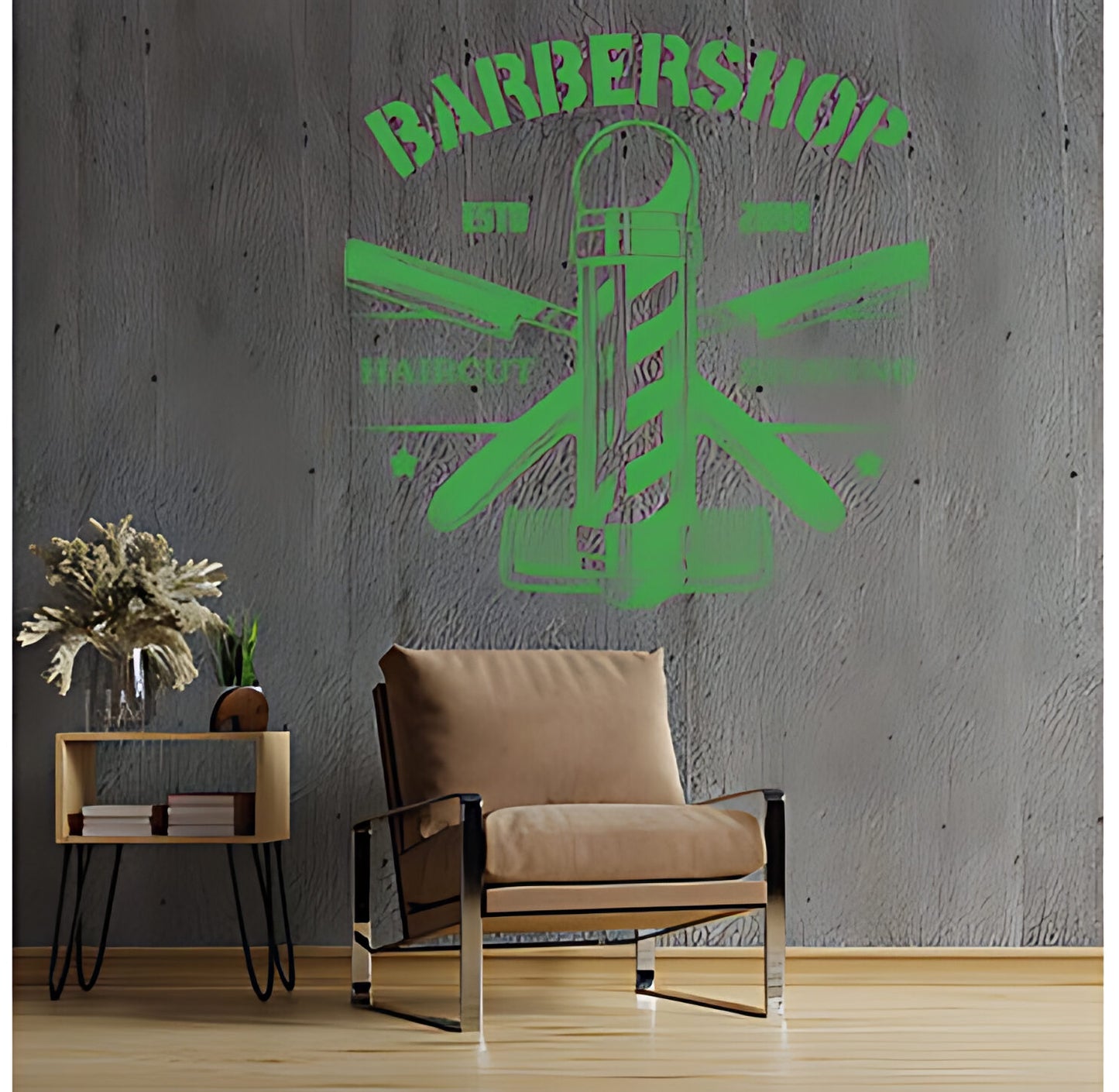 Bespoke Barbershop Wall Art – Est. Year Professional Service Bearded Man