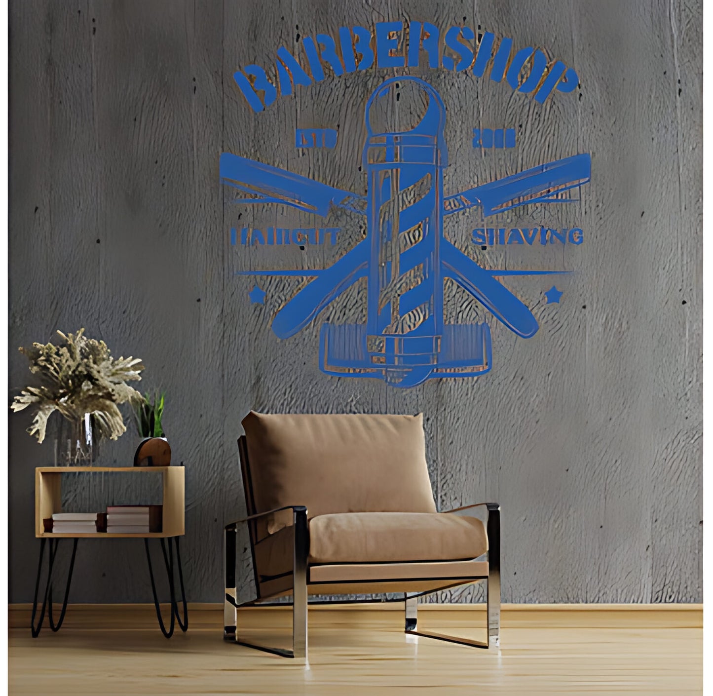 Bespoke Barbershop Wall Art – Est. Year Professional Service Bearded Man