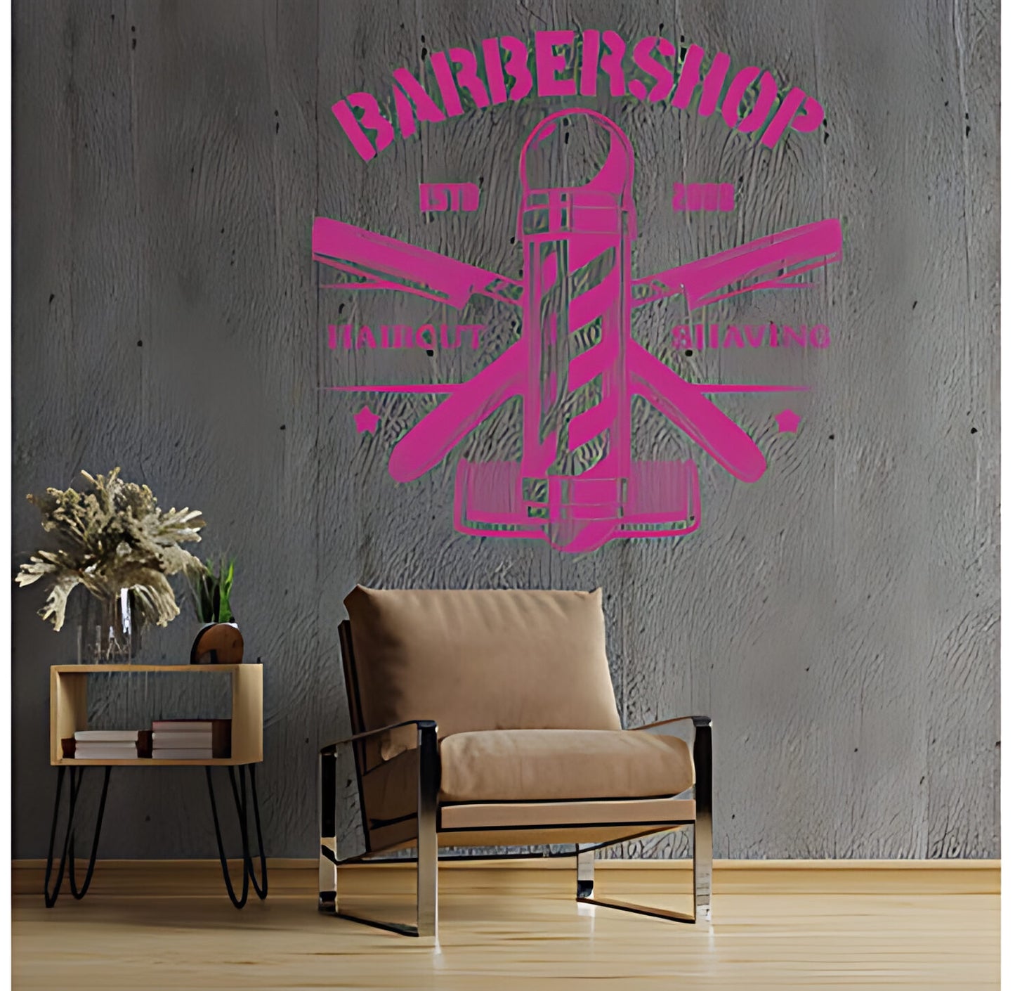 Bespoke Barbershop Wall Art – Est. Year Professional Service Bearded Man