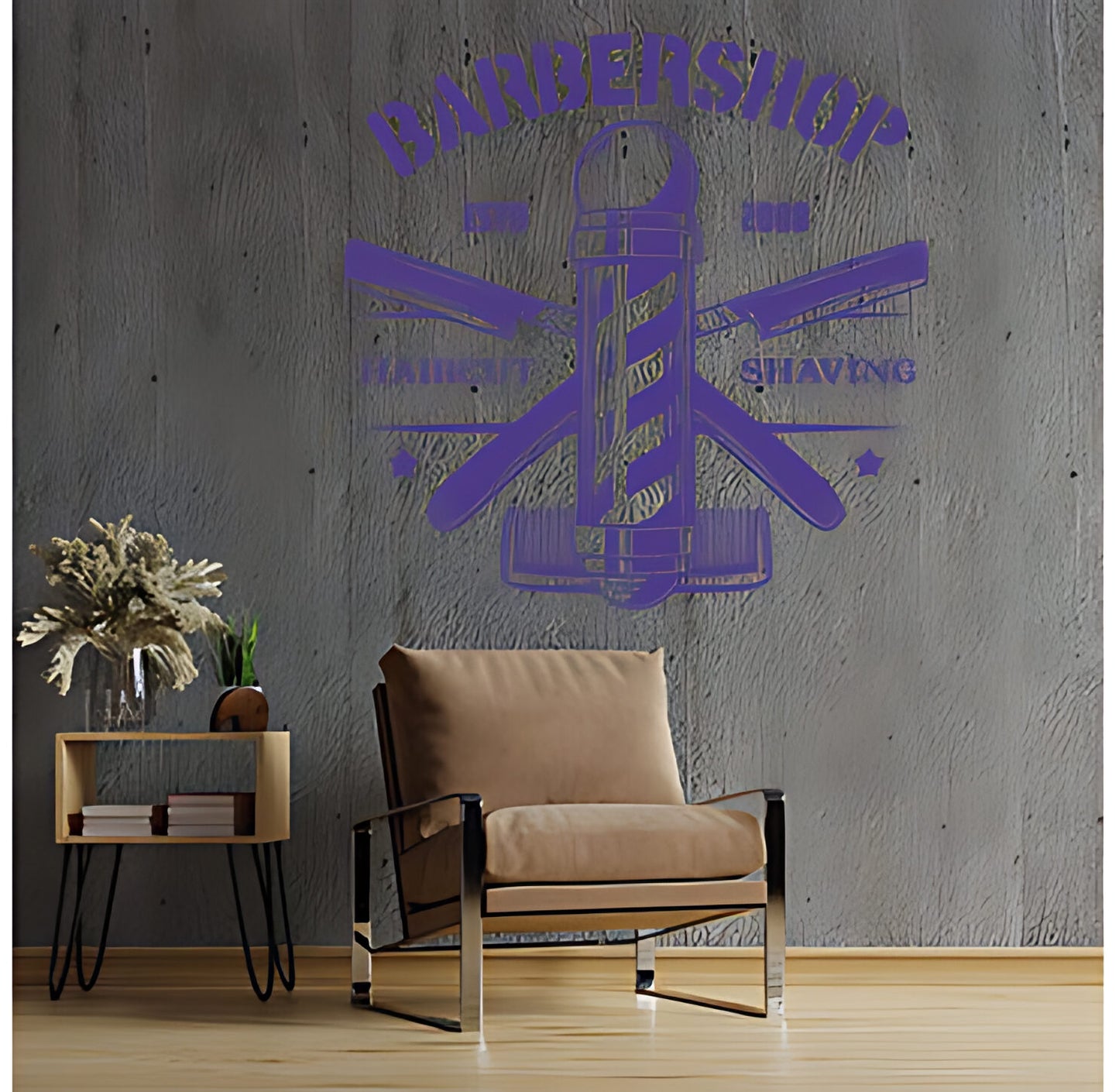 Bespoke Barbershop Wall Art – Est. Year Professional Service Bearded Man