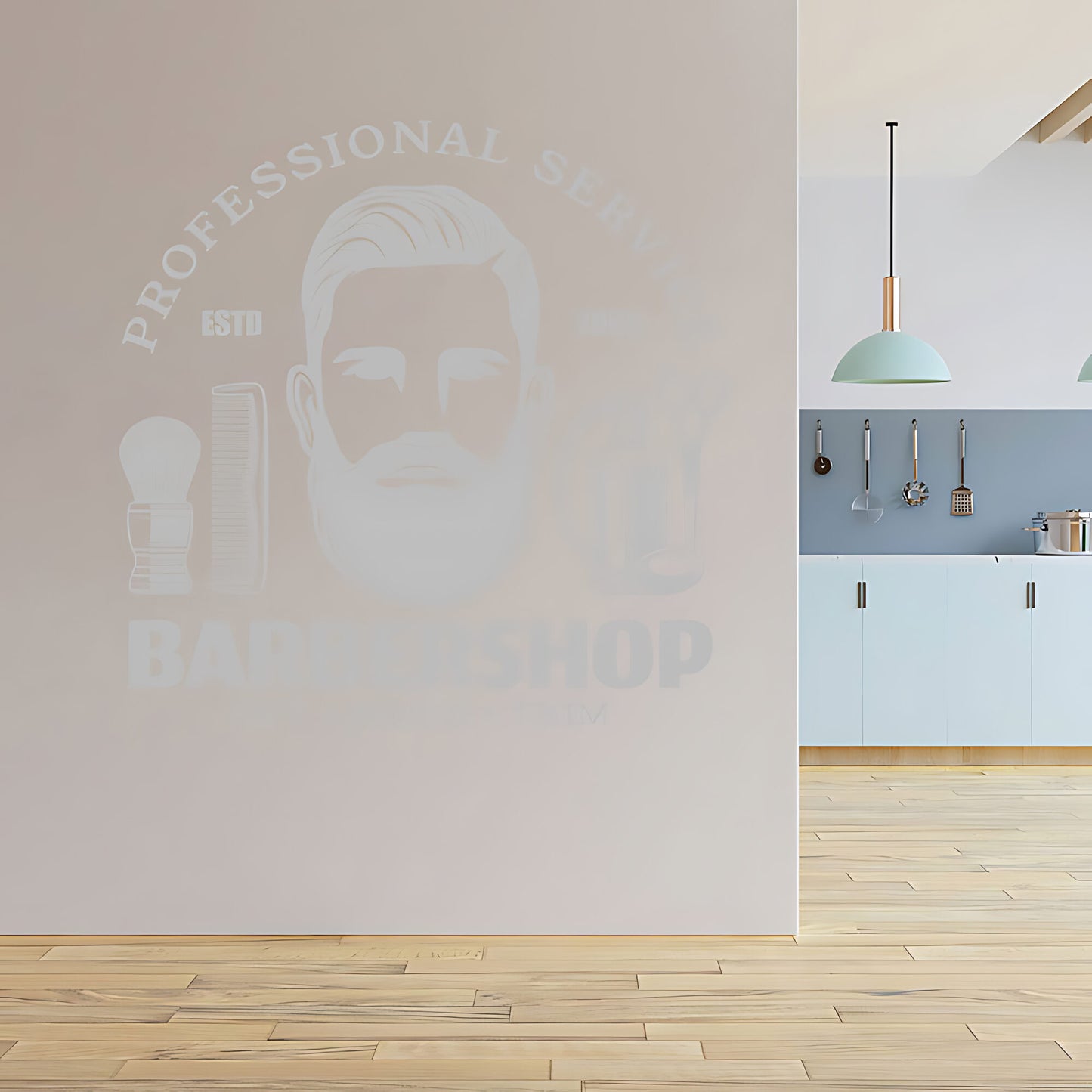 Barbershop Cut Shave Trim Wall Sticker – Professional Service Bearded Man Decal