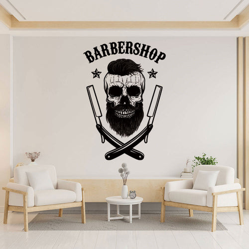 Hipster Barber Shop Wall Sticker - Barber Decal