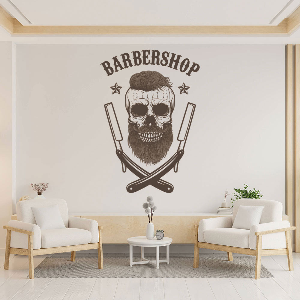 Hipster Barber Shop Wall Sticker - Barber Decal
