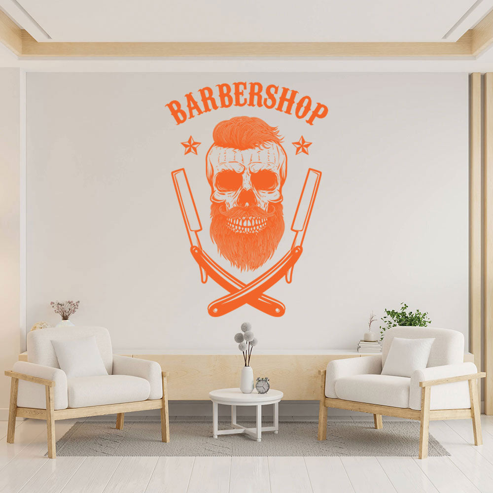 Hipster Barber Shop Wall Sticker - Barber Decal