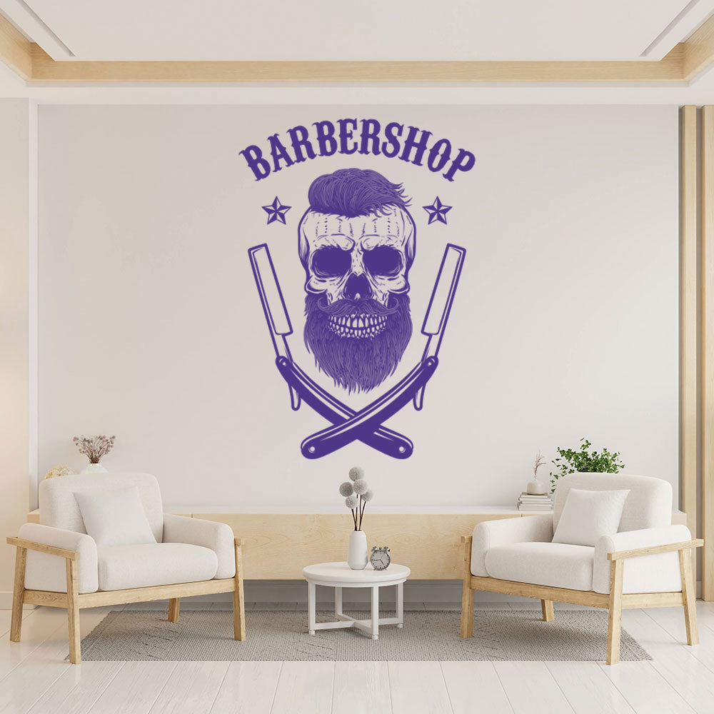 Hipster Barber Shop Wall Sticker - Barber Decal