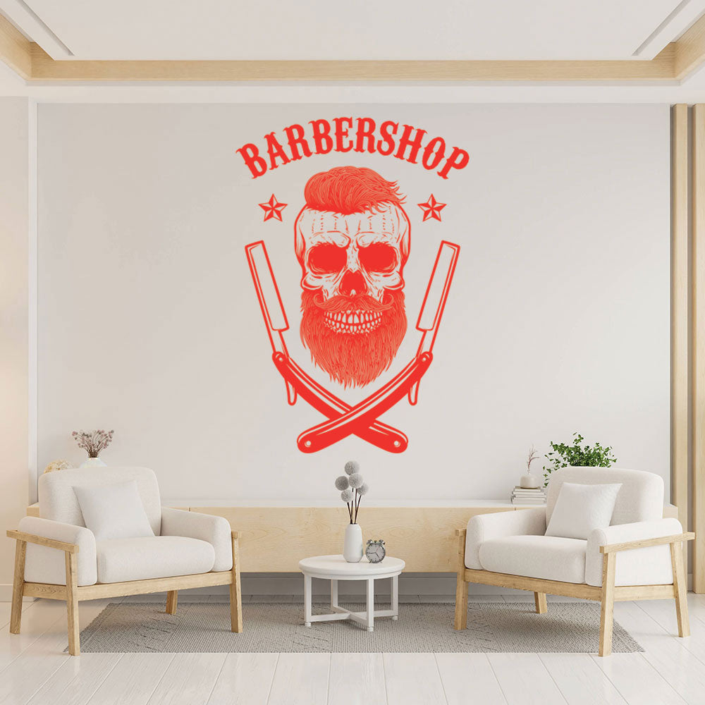 Hipster Barber Shop Wall Sticker - Barber Decal