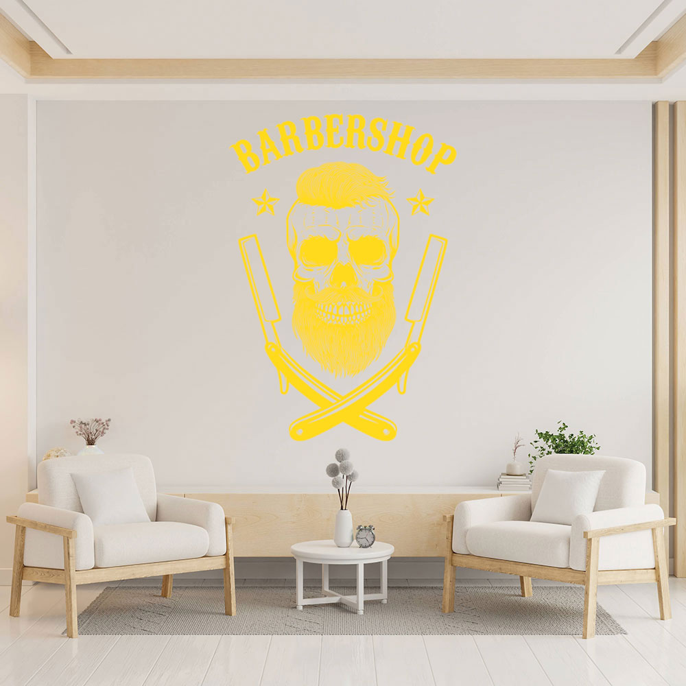 Hipster Barber Shop Wall Sticker - Barber Decal
