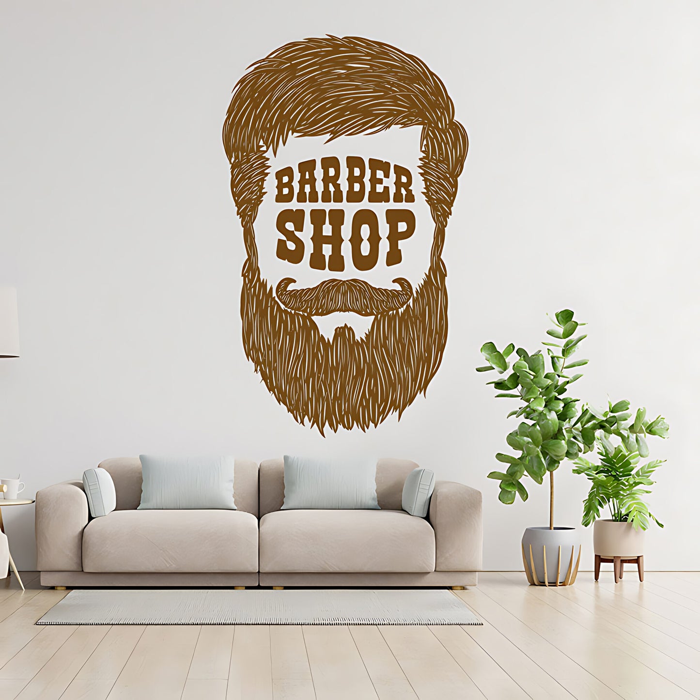 Barber Shop Wall Sticker – Text Inside Beard Silhouette