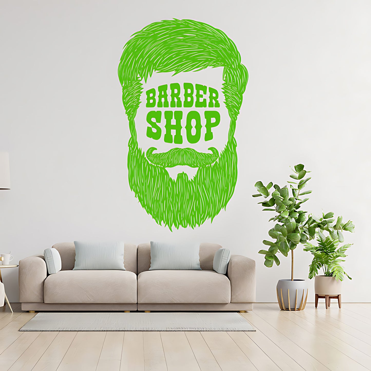Barber Shop Wall Sticker – Text Inside Beard Silhouette