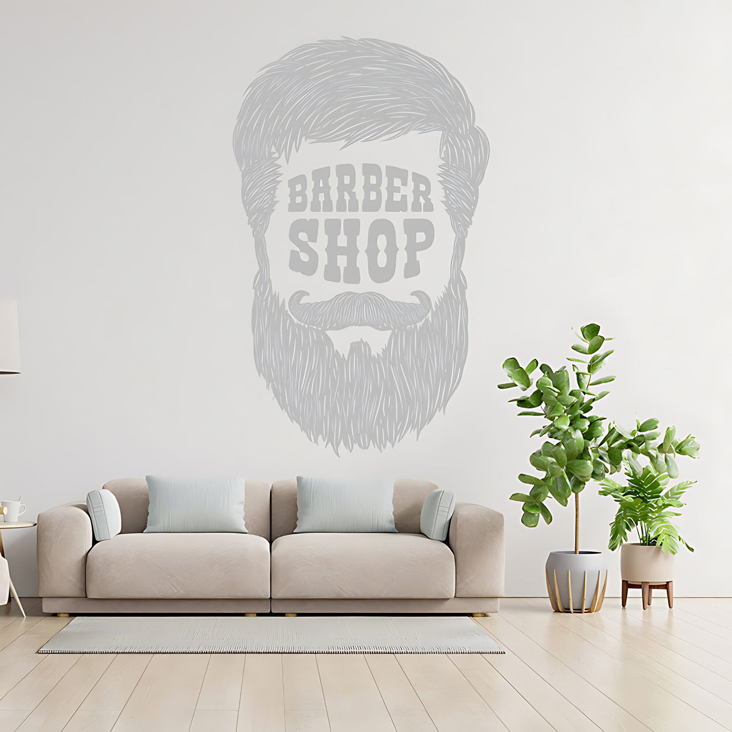 Barber Shop Wall Sticker – Text Inside Beard Silhouette