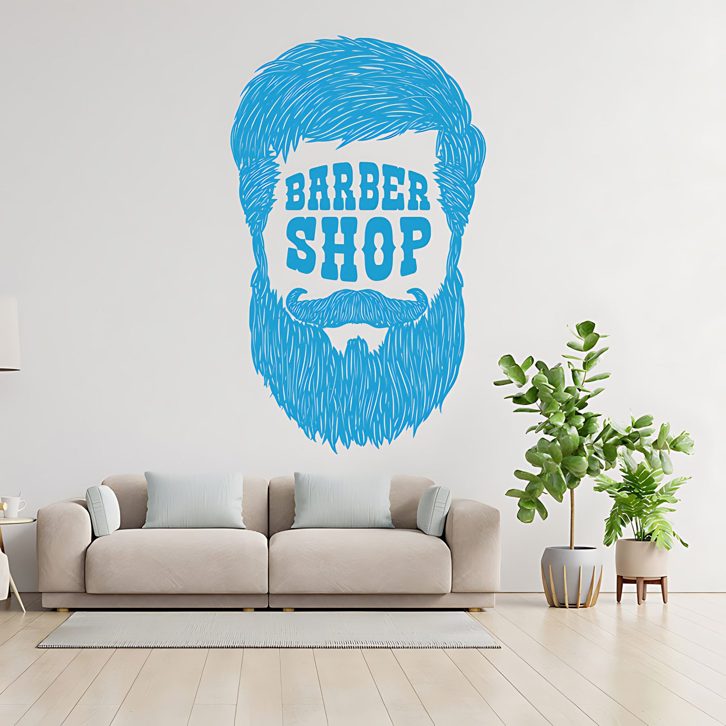 Barber Shop Wall Sticker – Text Inside Beard Silhouette