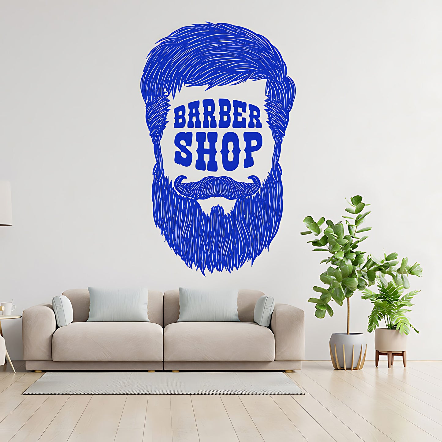 Barber Shop Wall Sticker – Text Inside Beard Silhouette