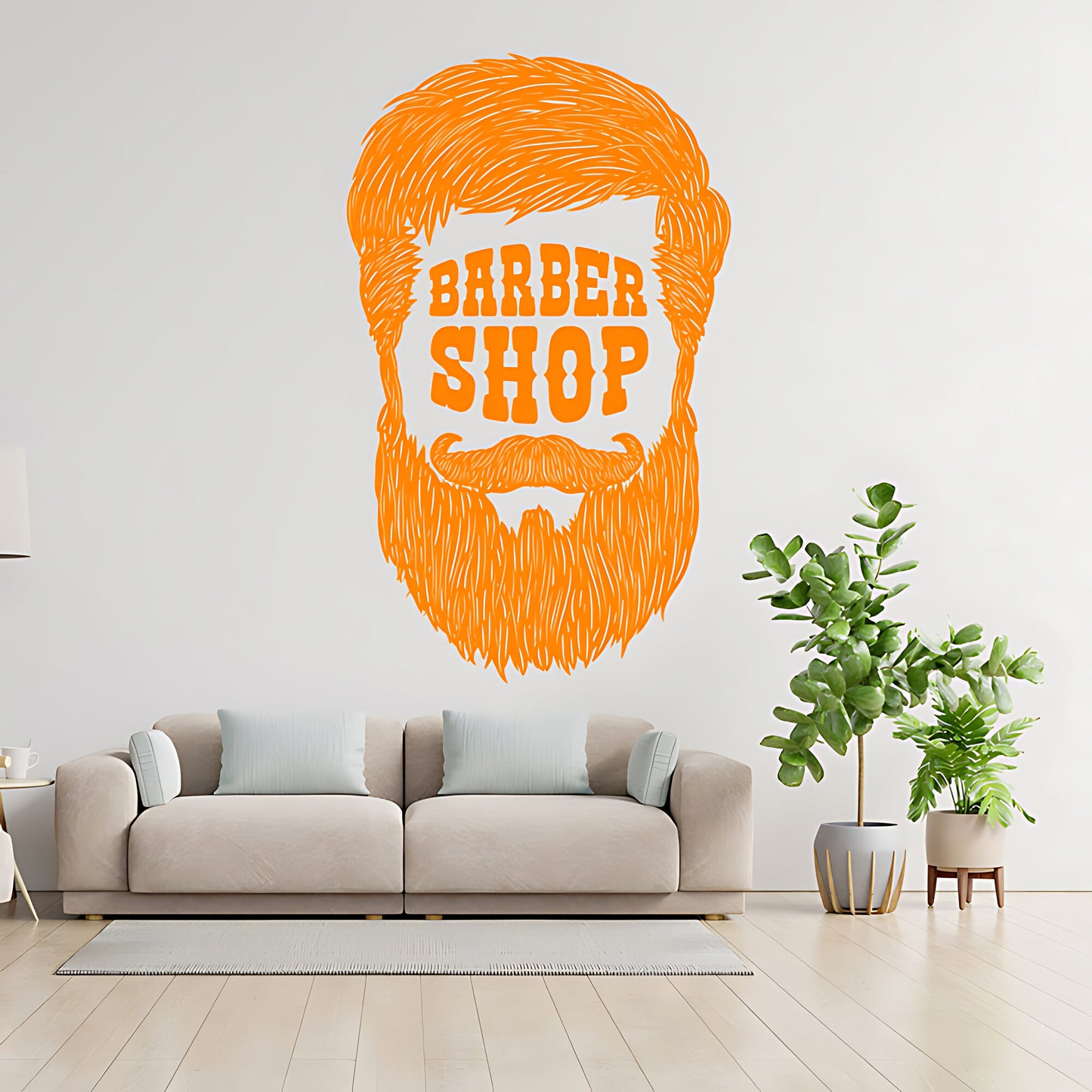 Barber Shop Wall Sticker – Text Inside Beard Silhouette