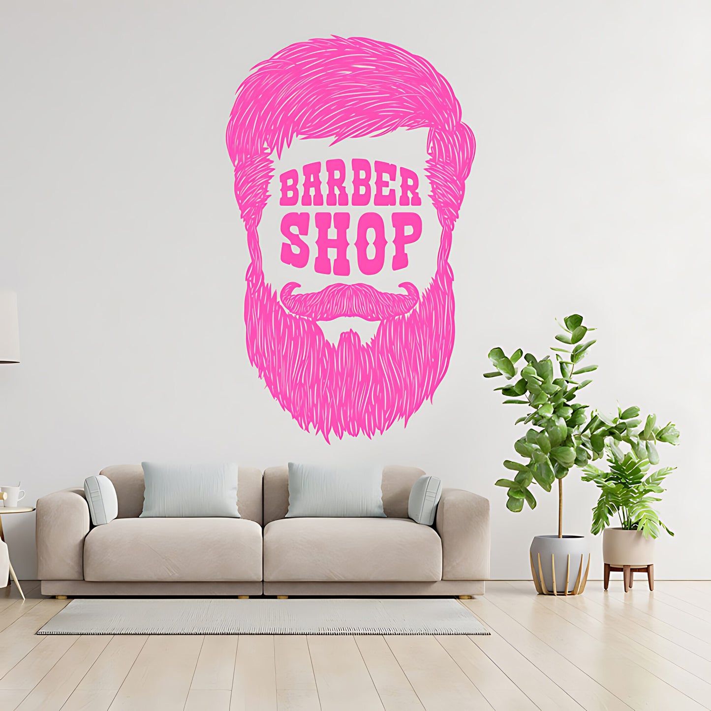 Barber Shop Wall Sticker – Text Inside Beard Silhouette