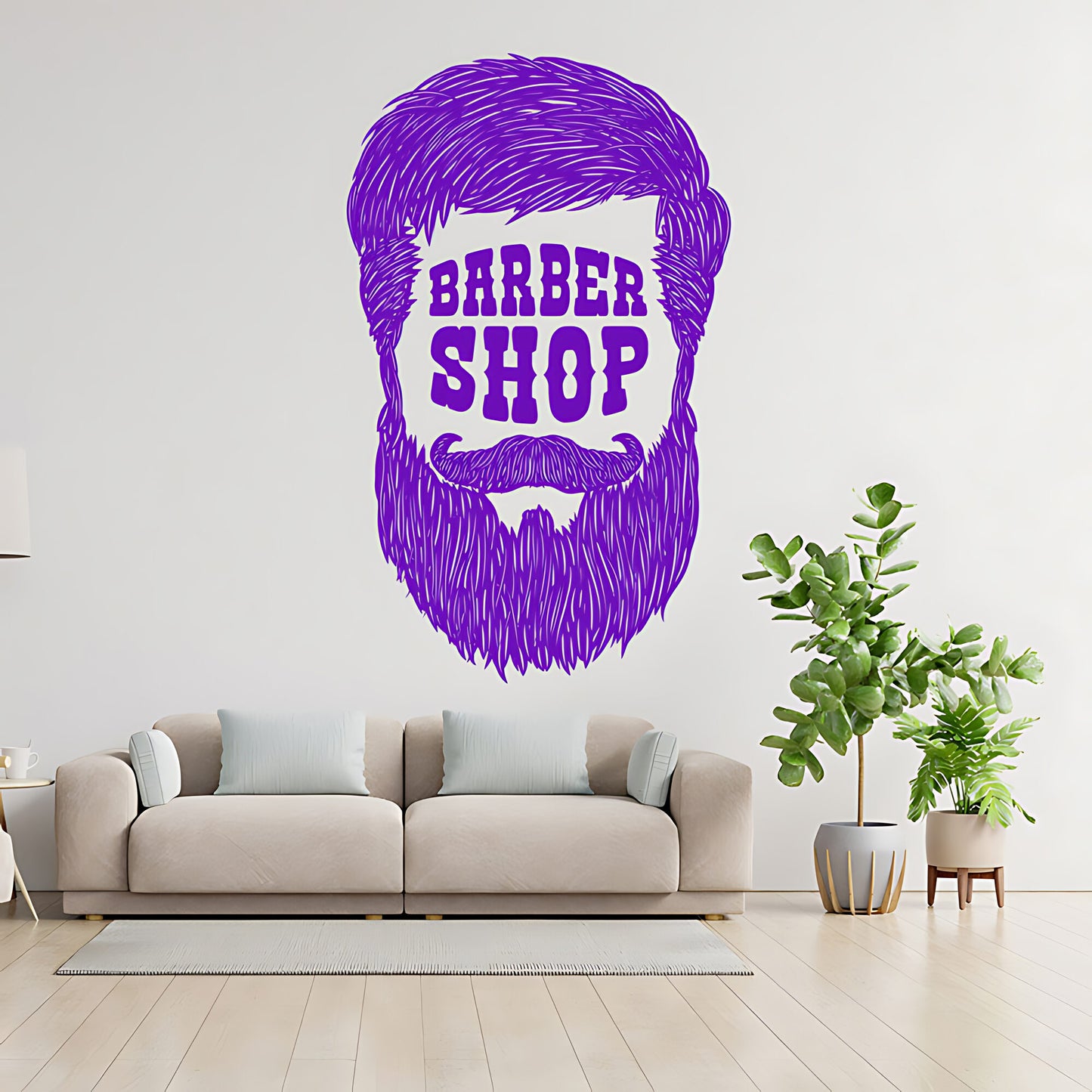 Barber Shop Wall Sticker – Text Inside Beard Silhouette
