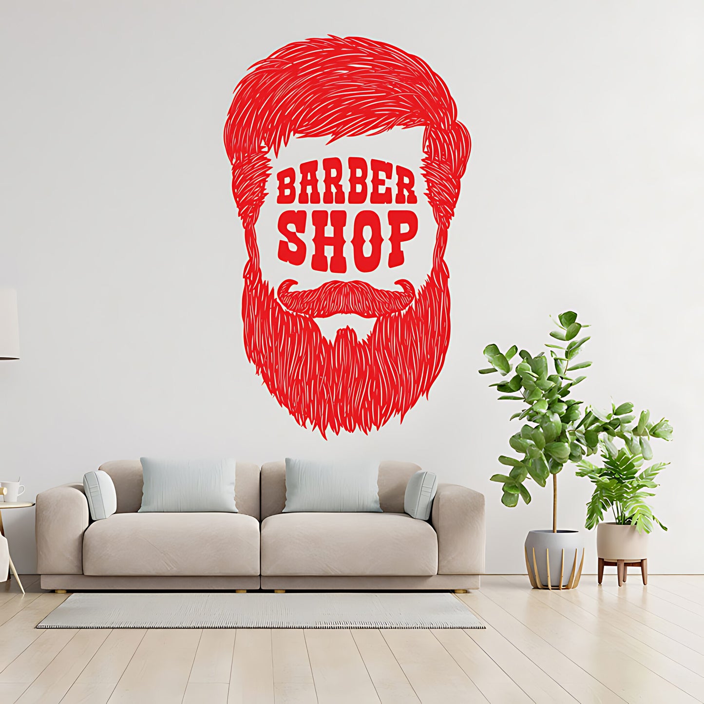 Barber Shop Wall Sticker – Text Inside Beard Silhouette