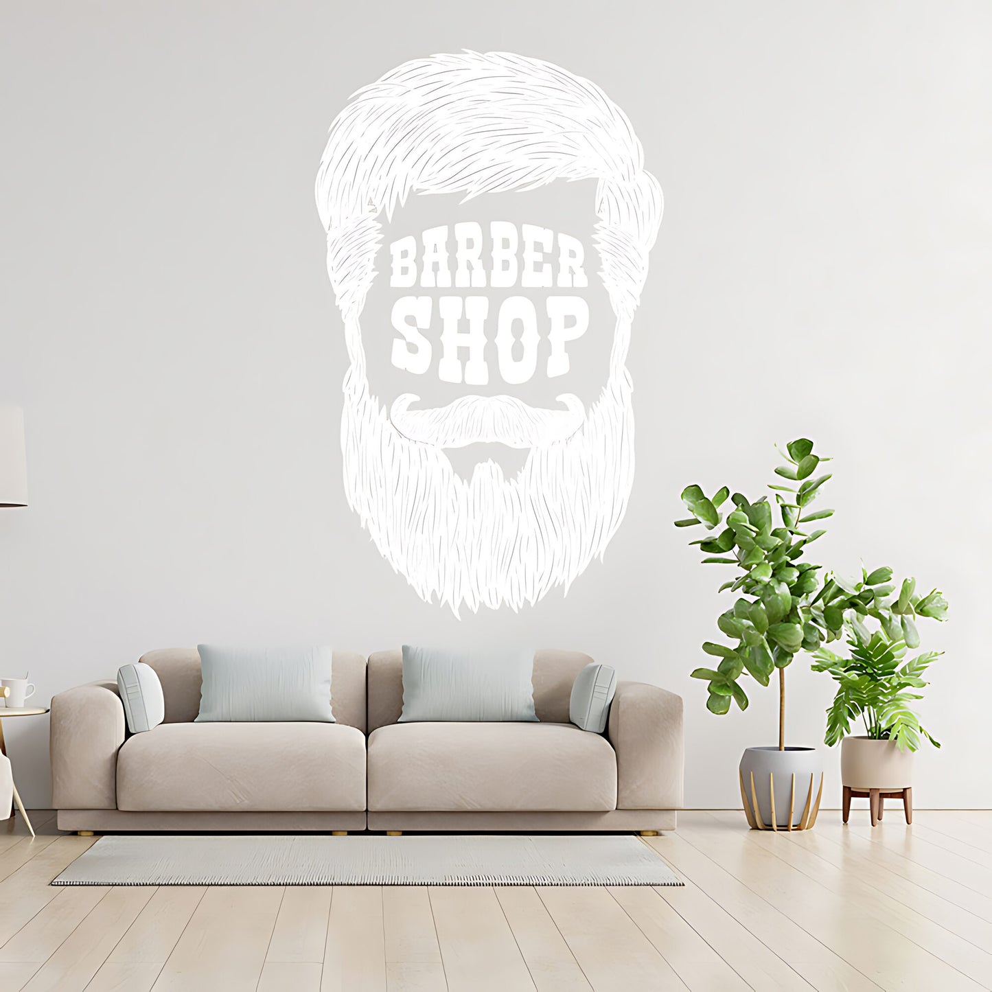 Barber Shop Wall Sticker – Text Inside Beard Silhouette