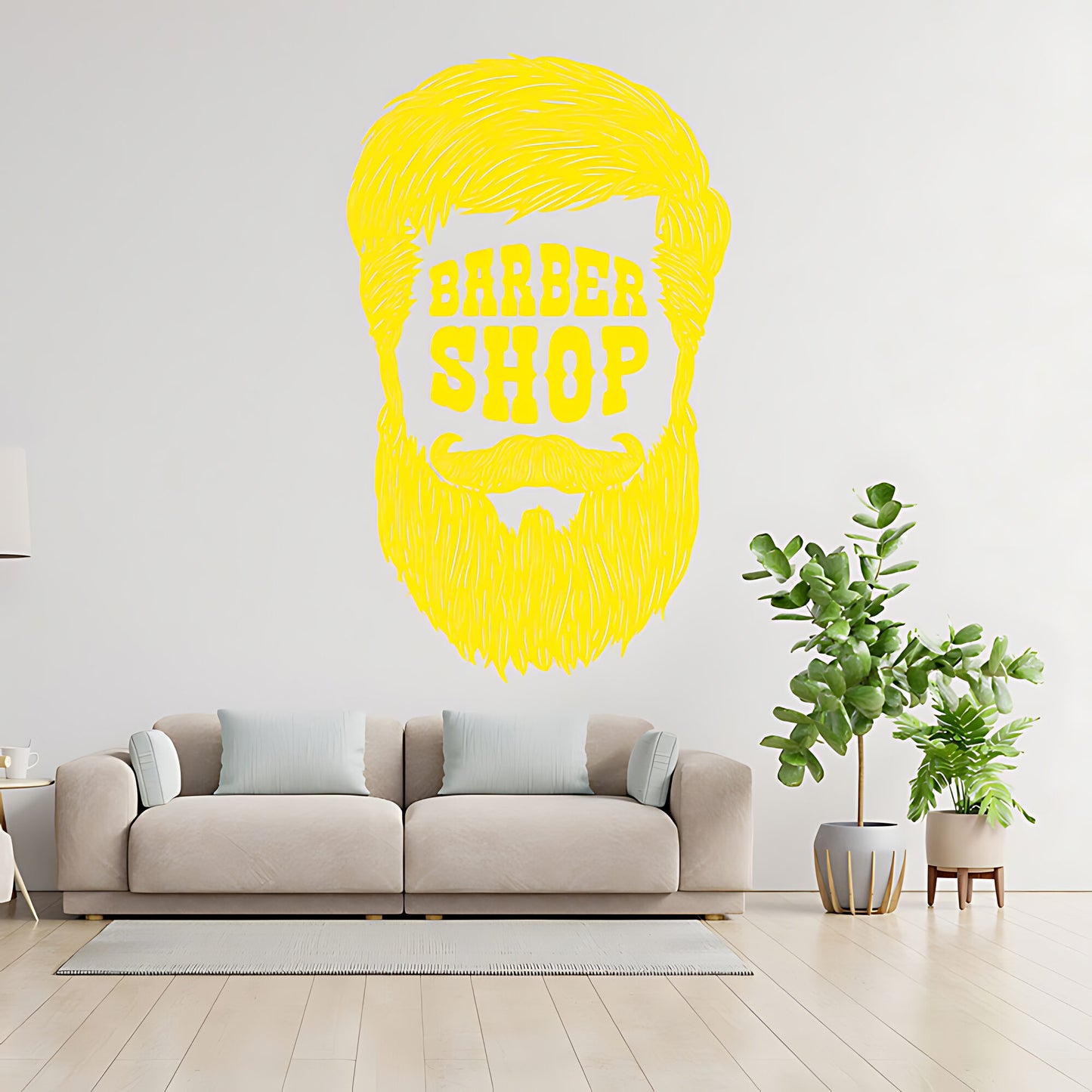 Barber Shop Wall Sticker – Text Inside Beard Silhouette