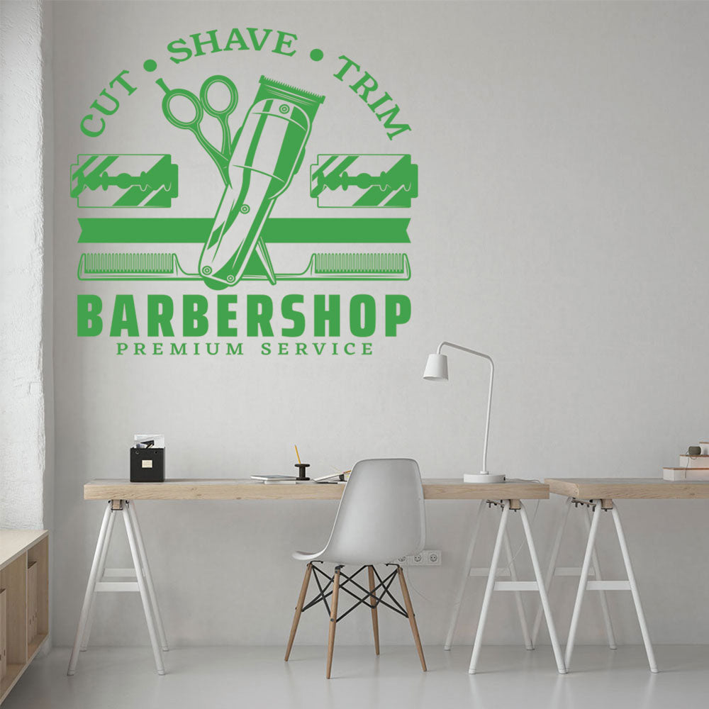 Cut Shave Trim Barbershop Wall Art – Premium Service Retro Design