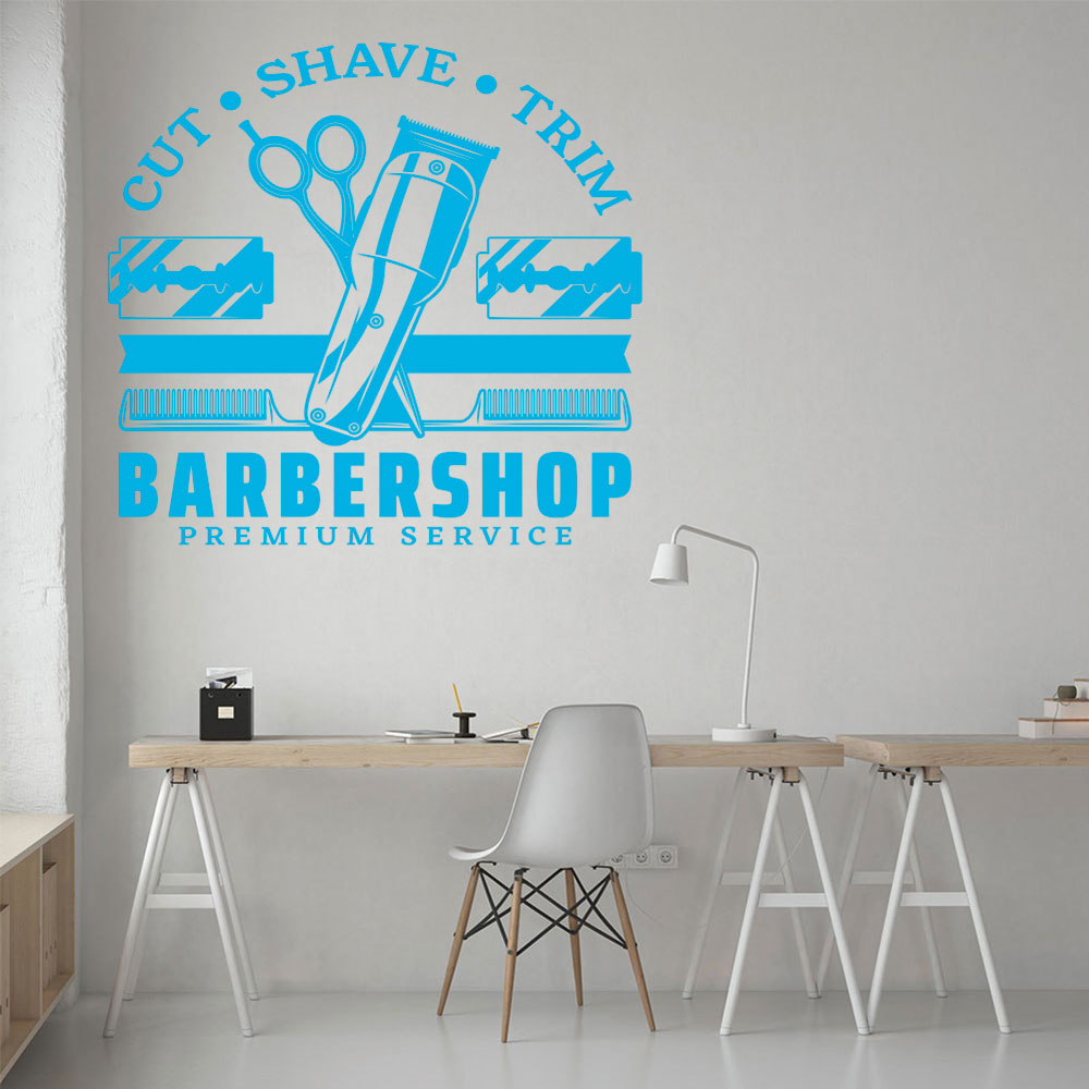 Cut Shave Trim Barbershop Wall Art – Premium Service Retro Design