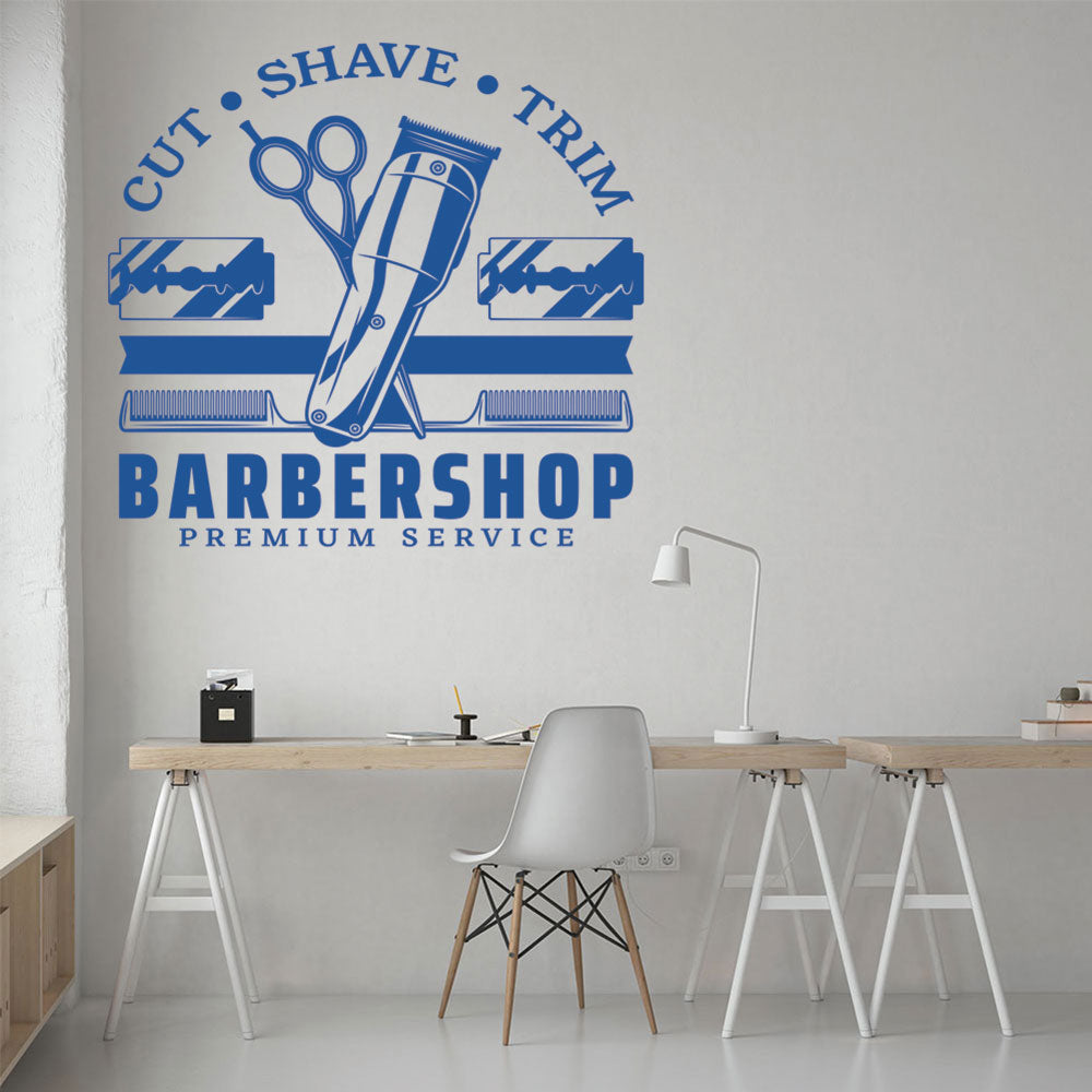 Cut Shave Trim Barbershop Wall Art – Premium Service Retro Design