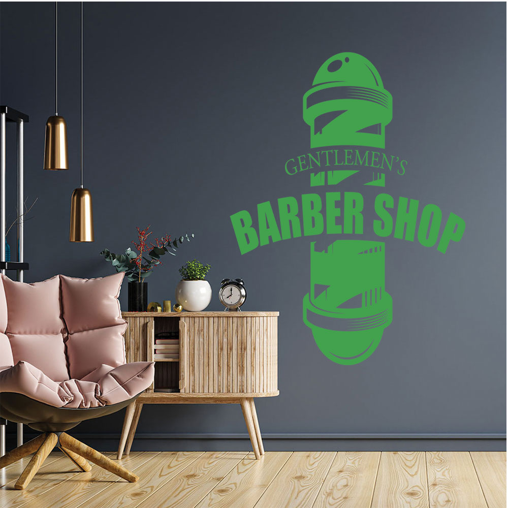 Gentlemens Barber Shop Wall Sticker – Barber Pole Starburst