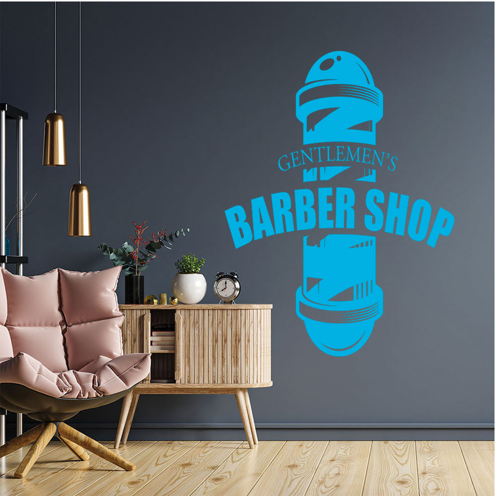 Gentlemens Barber Shop Wall Sticker – Barber Pole Starburst