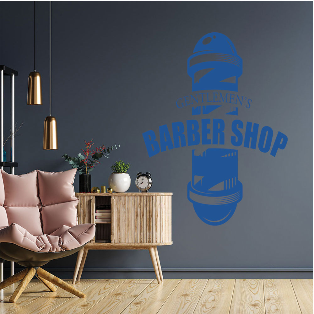 Gentlemens Barber Shop Wall Sticker – Barber Pole Starburst