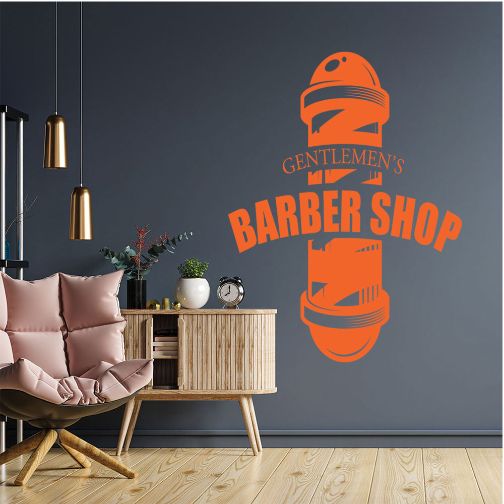 Gentlemens Barber Shop Wall Sticker – Barber Pole Starburst