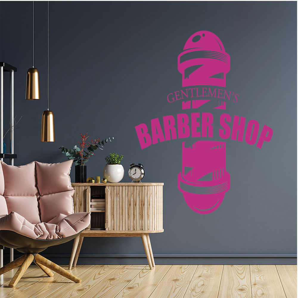 Gentlemens Barber Shop Wall Sticker – Barber Pole Starburst