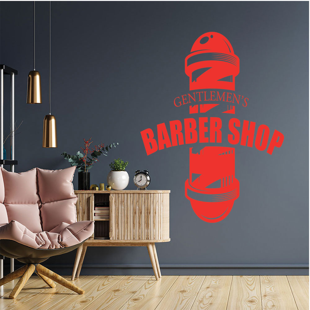 Gentlemens Barber Shop Wall Sticker – Barber Pole Starburst