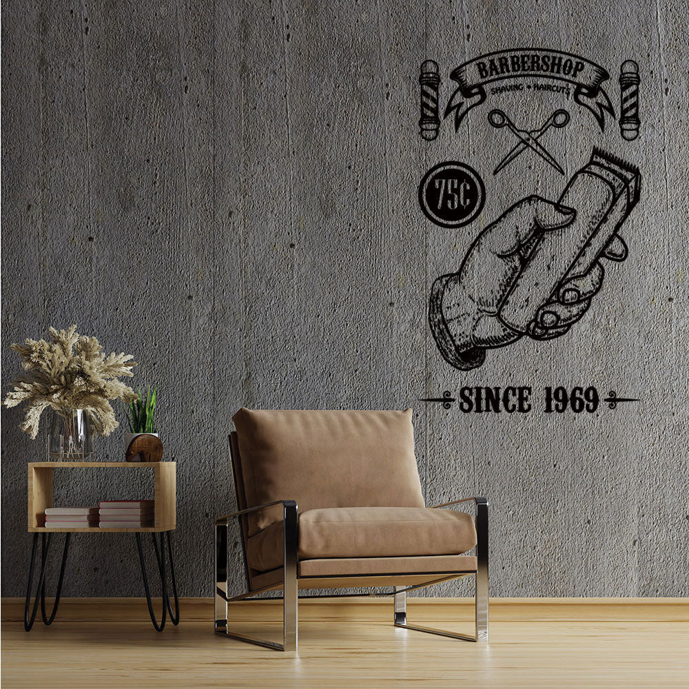 Custom Barbershop Wall Sticker – Vintage Shaving & Haircuts Est. Year