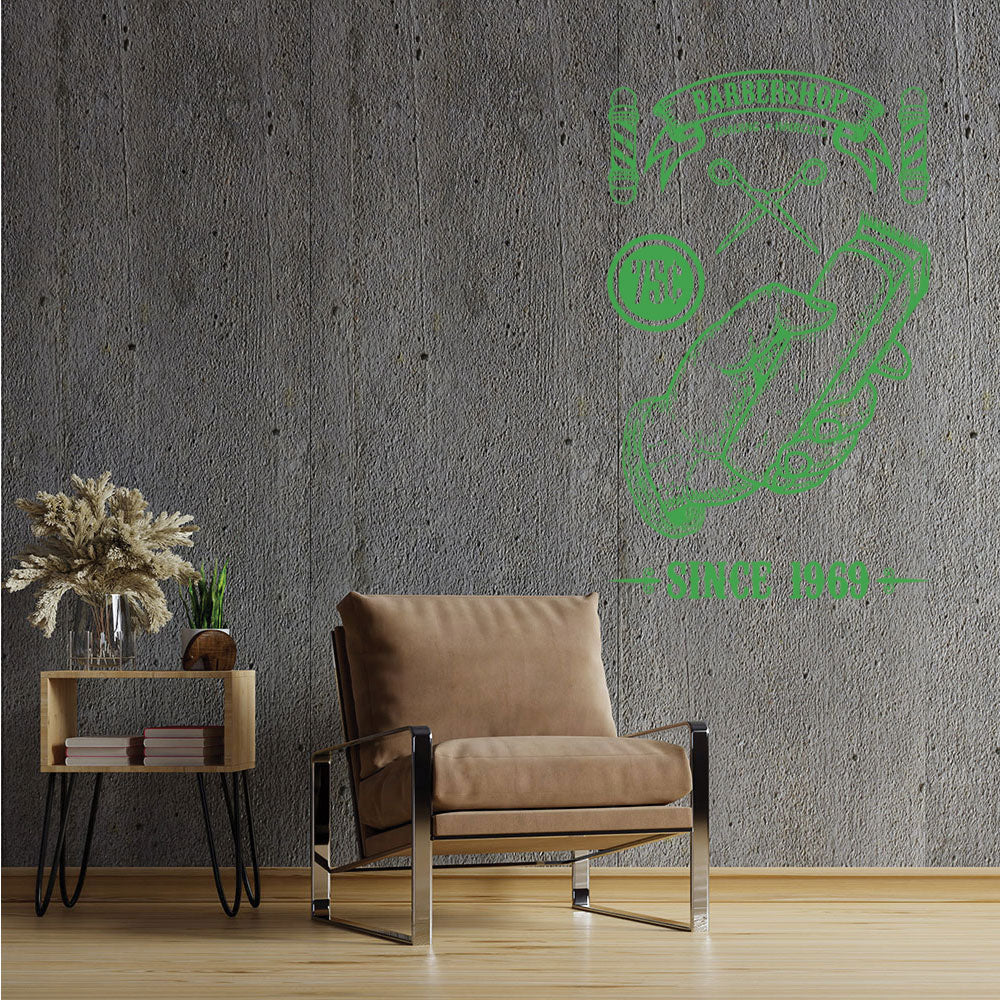 Custom Barbershop Wall Sticker – Vintage Shaving & Haircuts Est. Year